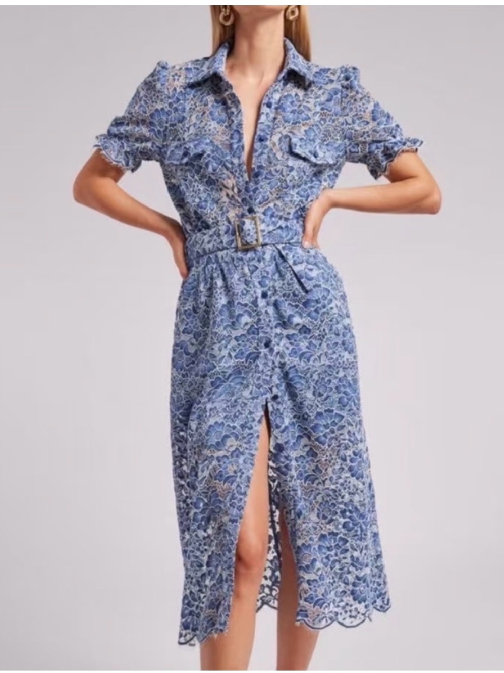Generation Love Claudia Lace Belted Shirtdress Blue 2